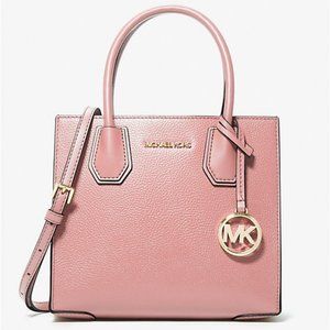 Michael Kors Mercer Medium Messenger Leather Crossbody Bag Purse Sherbert Peach